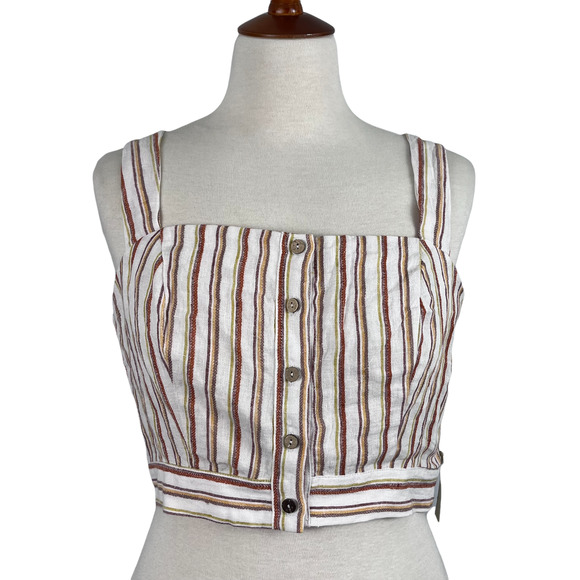 Forever 21 Tops - Forever 21 Red Sahara Collection Cropped Striped Linen Tank size Large